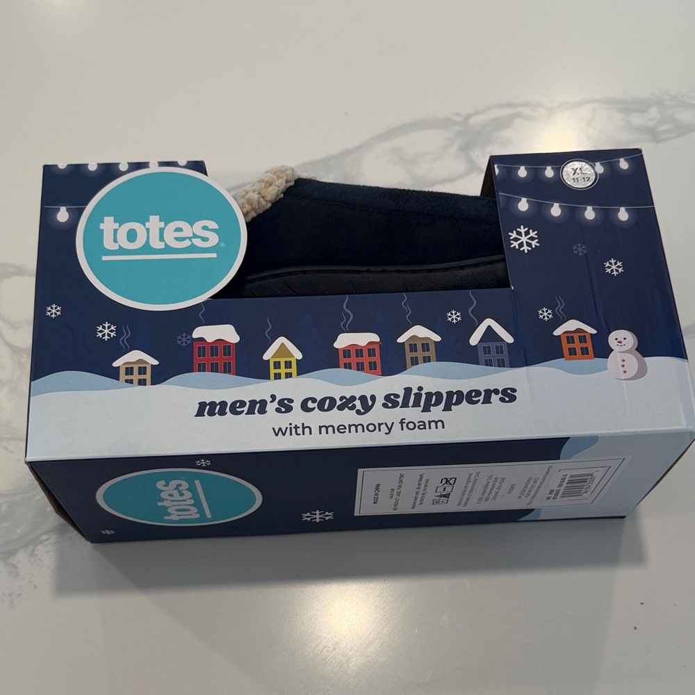 Totes Men's Slippers with Memory Foam in Dark Blue